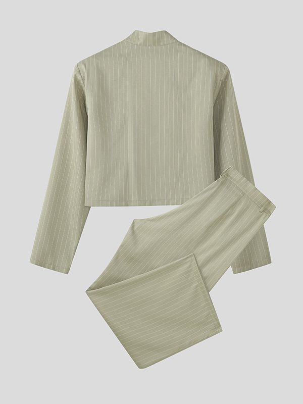 Men's Stripe Cropped Casual Two Pieces Outfit SKUL47873