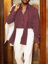 Men's Stripe Ribbon Long Sleeve Shirt SKUL47905