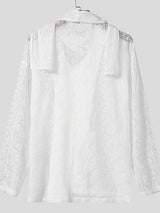 Men's Deconstructed Solid Color Textured Long Sleeve Shirt SKUL36653