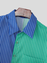 Men's Striped Contrast Color Short Sleeve Shirt SKUL55294