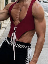 Men's Tie Contrast Color Street Style Waistcoat SKUL41263