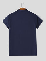 Men's Avant-Garde Semi-Sheer Mesh Raglan Polo Shirt SKUL63041