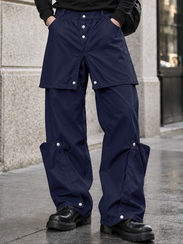 [Pre-order] Men's Avant-Garde Darkwear City Walk Snap Apron Overlay Wide-Leg Pant SKUL88427