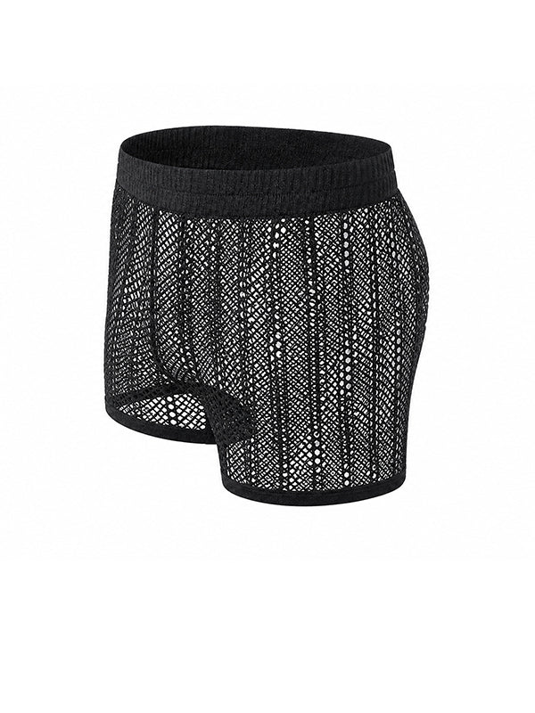 Men's Modern High-Street Sheer Open Mesh Honeycomb Fitted Short SKUL69694