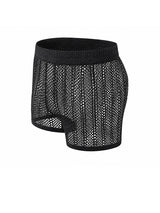 Men's Modern High-Street Sheer Open Mesh Honeycomb Fitted Short SKUL69694