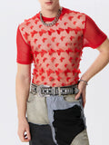 Mens Butterfly Decoration Mesh See Through T-Shirt SKUK44971