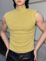 Men's Shiny Stand Collar Casual Tank SKUL51881