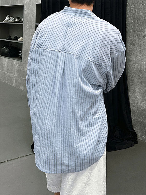 Men's Striped Loose Long Sleeve Cardigan SKUL28511