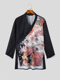Mens Chinese Style Print Lace Up Kimono SKUK12545