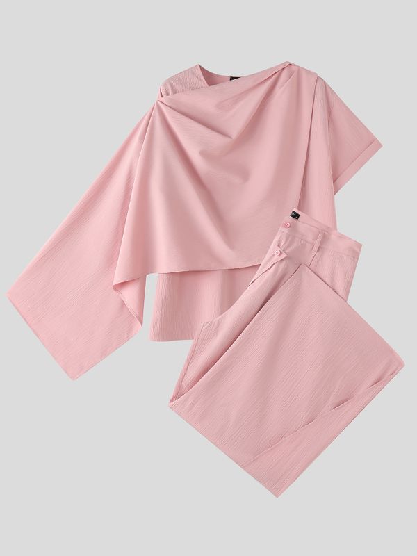 Men's Avant-Garde High Fashion Cape Sleeve Draped Two Pieces Outfit SKUL57083