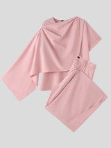 Men's Avant-Garde High Fashion Cape Sleeve Draped Two Pieces Outfit SKUL57083
