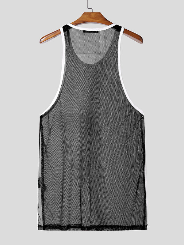 Mens Solid Color Sheer Mesh Casual Tank SKUL13013
