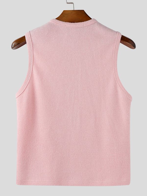 Men's Solid Color Textured Casual Tank SKUL41392