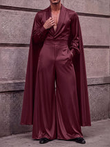 Men's Avant-Garde Runway Draped Cape Lantern Sleeve High-Waist Two Pieces Outfit SKUL83951