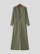 Mens Solid Color Loose Long Sleeve Jumpsuit SKUL27231