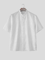 Mens Casual Striped Short Sleeve Shirt SKUL17984