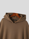 Mens Solid Kangaroo Pocket Hooded Cloak SKUK42869