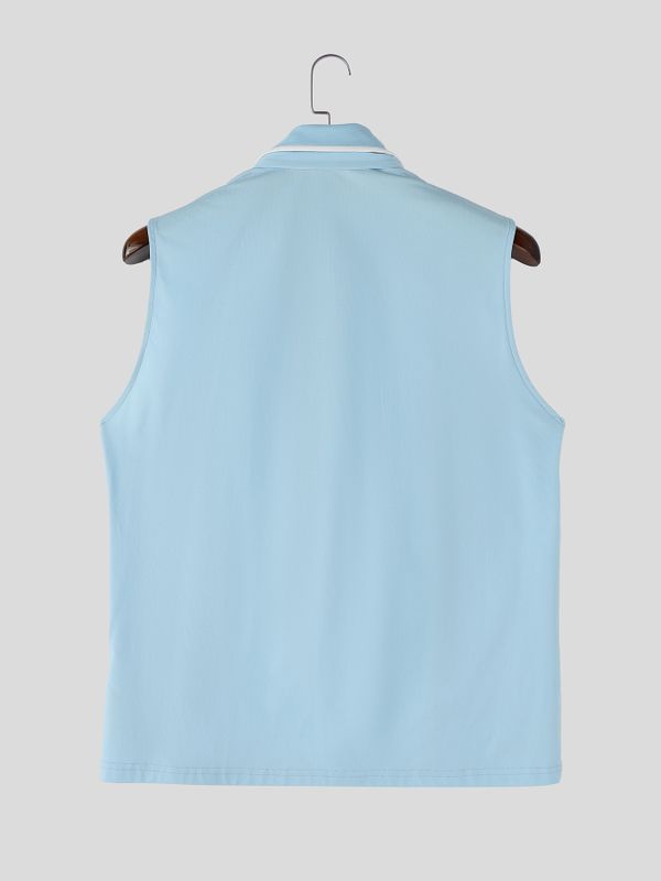 Men's Retro Nautical Sailor Collar Integrated Tie-Scarf Tank SKUL60964