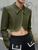 Men's Contrast Cropped Long Sleeve Blazer SKUL46137