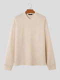 Mens Solid V-Neck Casual Knit Pullover Sweater SKUK39561