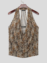 Men's Clubwear Leopard Print Deep V Neck Halter Tank SKUL60999