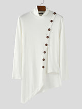 Men's Solid Color Irregular Hem Long Sleeve T-Shirt SKUL27439