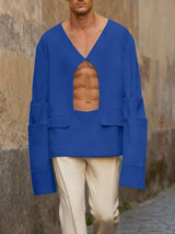 Men's Minimalist Cutout Long Sleeve Shirt SKUL45239