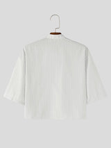 Men's 3D Floral Patchwork Striped Half Sleeve Shirt SKUL63257