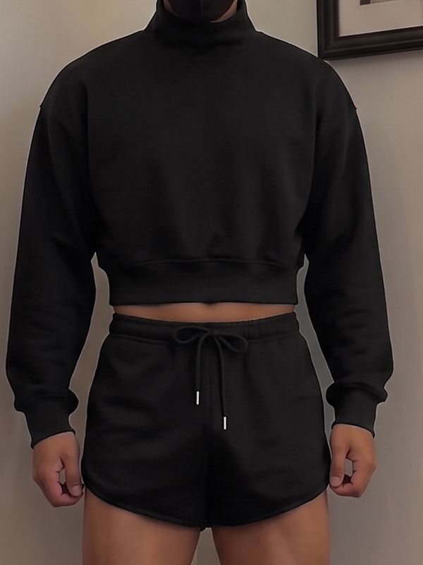 Men's Clean Fit Lounge Ultra Cropped Dolphin Hem Split Two Pieces Outfit SKUL83516