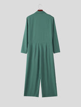 Men's Solid Color Casual Long Sleeve Jumpsuit SKUL28178