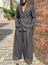 Men's Avant-Garde Collarless Double-Breasted Two Pieces Outfit SKUL76405