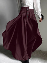 Men's Avant-Garde Victorian Hakama-Style Maxi Wide-Leg Skirt-Pant SKUL73674