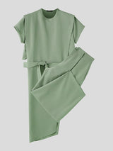 Men's Avant-Garde Asymmetric Wrap Split Longline Two Pieces Outfit SKUL67011