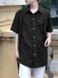 Mens Solid Button Design Short Sleeve Shirt SKUK19770