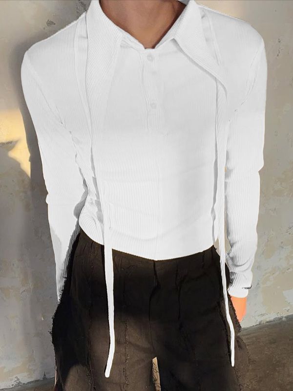 Men's Deconstructed Textured Long Sleeve Shirt SKUL53971