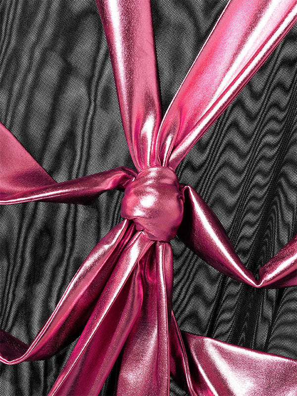 Men's Shimmer Knotted Sheer Mesh Long Sleeve T-Shirt SKUL24572