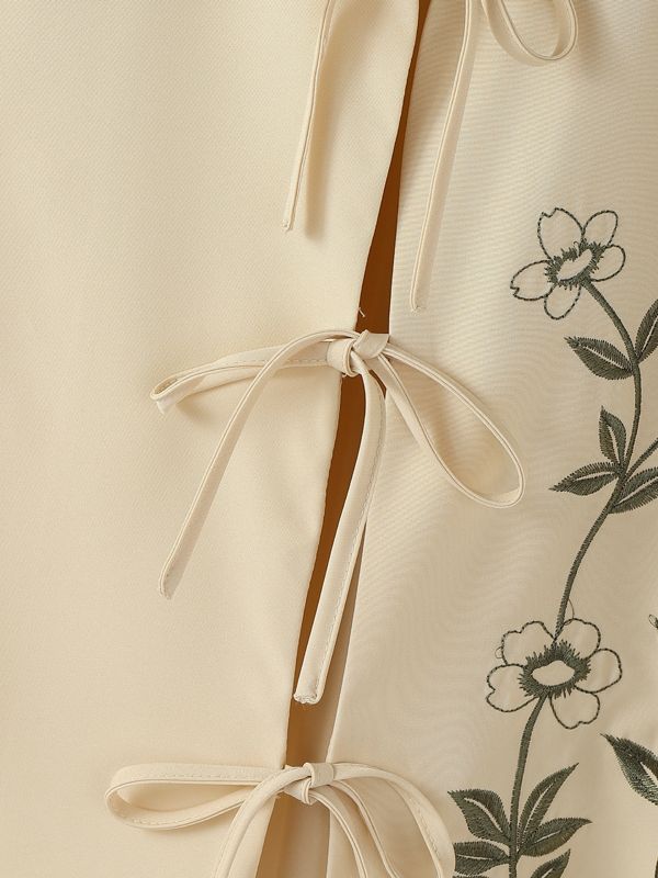 Men's Floral Embroidery Short Sleeve Shirt SKUL38936