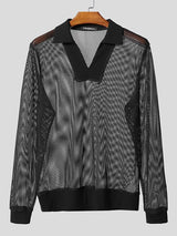 Men's Sheer Mesh Long Sleeve Shirt SKUL46258