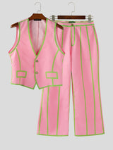 Mens Bold Stripe Colorblock Two Pieces Outfit SKUL23562