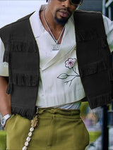 Men's Tassel Patchwork Cropped Waistcoat SKUL47917