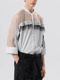 Mens Polka Dot Striped Lace Patchwork Shirt SKUK05466