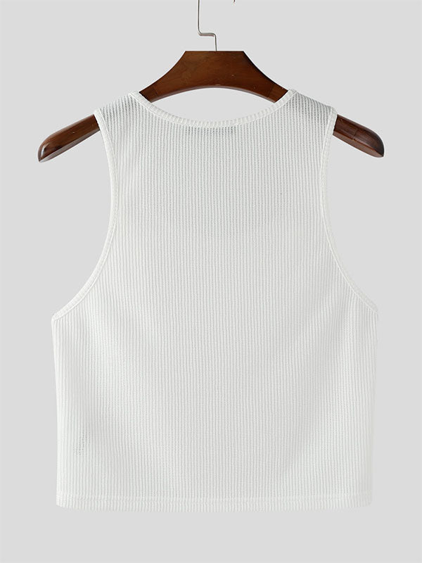 Men's Textured Bow Tie Cropped Tank SKUL21054