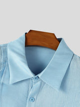 Men's Pleated Textured Ruffle Long Sleeve Shirt SKUL37174