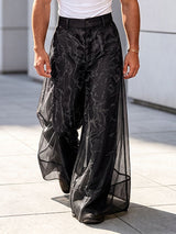 Men's Avant-Garde Sheer Organza Loose Wide Leg Palazzo Pant SKUL68199