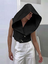 Men's Deconstructed Solid Color Loose Hooded Tank SKUL66018