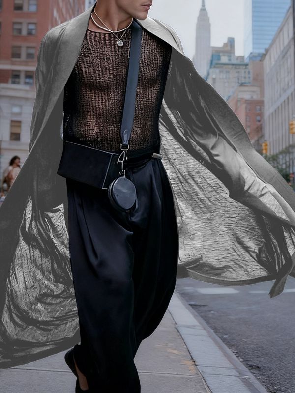 Men's Sheer Mesh Loose Long Sleeve Cardigan SKUL29592