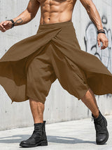 Men's Avant-Garde Asymmetric Layered Cross Wrap Harem Capri Pant SKUL54656