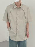 Mens Solid Seam Design Short Sleeve Shirt SKUK15843