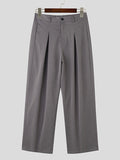Mens Solid Pleated Casual Straight Pants SKUK40101