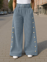 Men's Metal Buckle Patchwork Textured Casual Pant SKUL22237